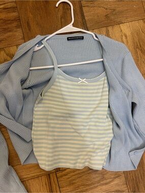 Brandy Melville Light Blue Striped Cami Top and sweater